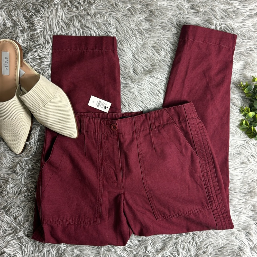 NWT Talbots burgundy slim cargo pants size 2P